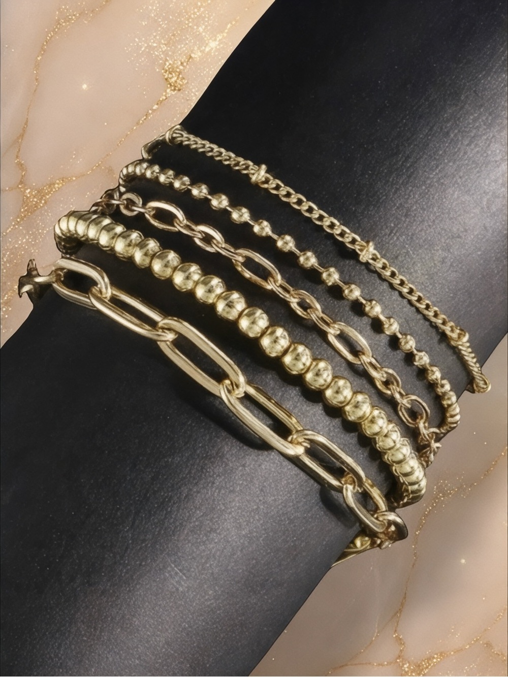 💍2/$10💎3/$12 NWT Set of 5 Chain Bracelets Adjustable Layered Fashion Jewelry